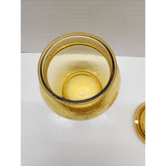 Vintage Pebble Glass Apothecary Glass Jar Container 9" Yellow Amber. - Picture 6 of 8